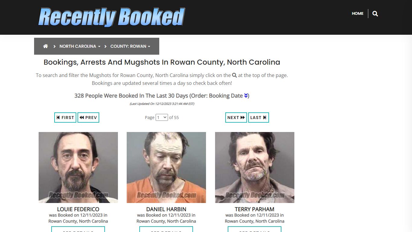 Bookings, Arrests and Mugshots in Rowan County, North Carolina